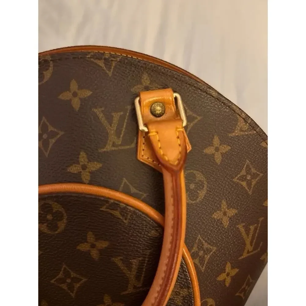 Louis Vuitton Monogram Coated Top Handle Satchel Brown Tan Zip Gold Hardware